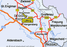 Anfahrts-Beschreibung Karte Lalling Bayer. Wald
