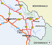 Karte Bayerischer Wald