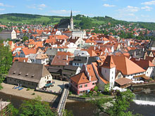Blick von der Burg auf Krumau Böhmerwald in Tschechien