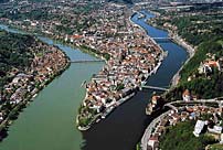 Stadt Passau Österreich Deutschland Tschechien Dreiländereck in Niederbayern