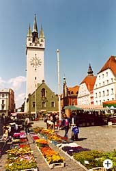 Marktplatz von Straubing in Bayern