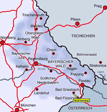 Karte Bad Füssing Ostbayern