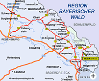 Karte Bayerischer Wald Waldkirchen in Bayern